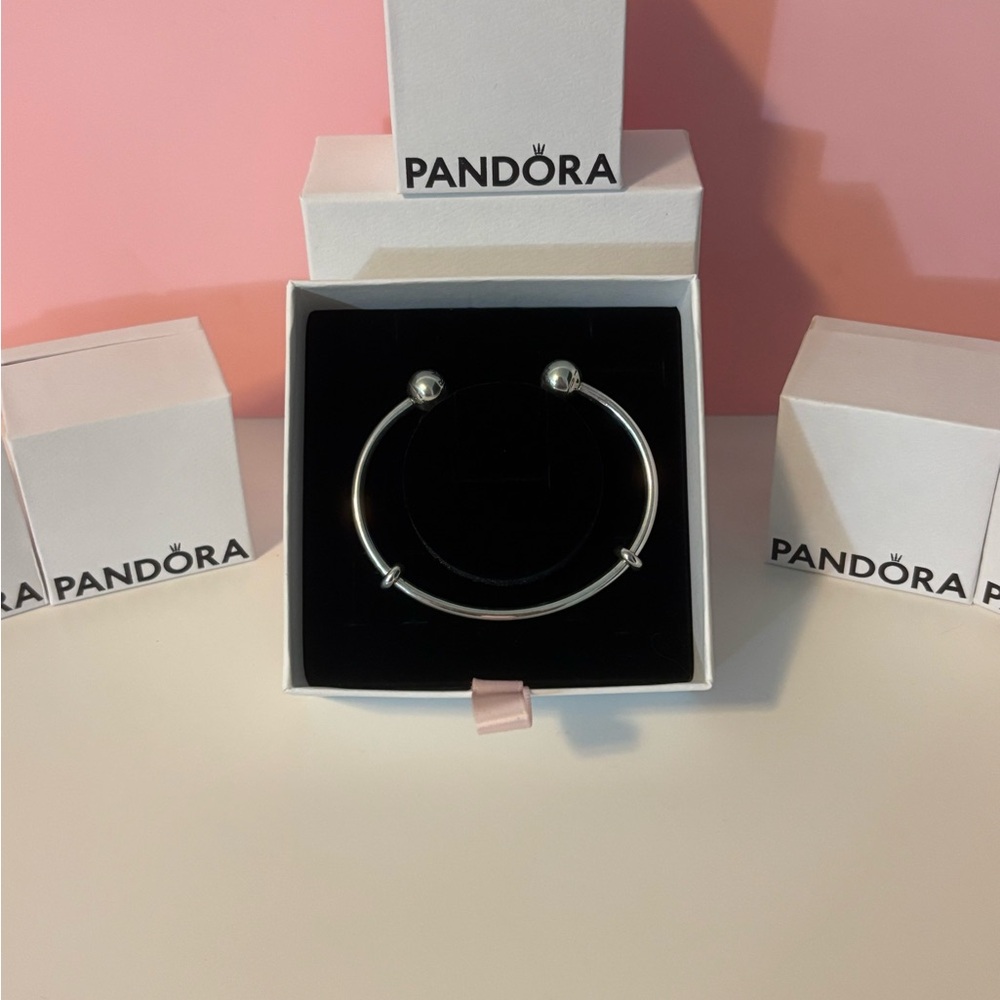 Discontinued Pandora Silver Open Bangle Bracelet - Picture 3 of 5